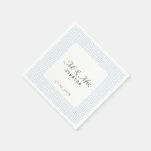Serviette En Papier Dusty Blue Striped Elegance Classy Mr and Mrs (Coin)