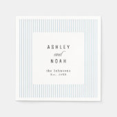 Serviette En Papier Dusty Blue Striped Elegance Classy Wedding (Devant)