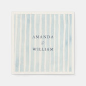 Serviette En Papier Dusty Blue Striped Wedding Napkin  (Devant)