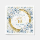 Serviette En Papier Dusty Blue Sweet personnalisé 16 Parties scintilla (Devant)