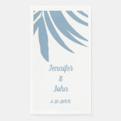 Serviette En Papier Dusty Blue Tropical Palm Leaf Beach Mariage (Devant)