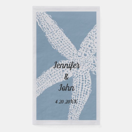 Serviette En Papier Dusty Blue Tropical Starfish Mariage 2023 (Devant)