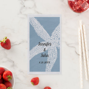 Serviette En Papier Dusty Blue Tropical Starfish Mariage 2023