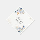 Serviette En Papier Dusty Blue White Gold Floral Mariage (Coin)