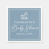 Serviette En Papier Dusty Blue White Rocse Baby shower (Devant)