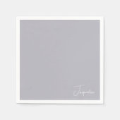 Serviette En Papier Dusty Blue White Script Nom Douche Cocktail (Devant)