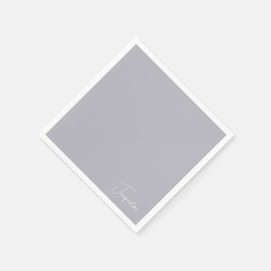 Serviette En Papier Dusty Blue White Script Nom Douche Cocktail (Coin)