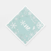 Serviette En Papier Dusty Blue Winter First Birthday Snowflake Napkins (Coin)
