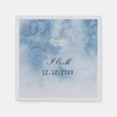 Serviette En Papier Dusty Blue Winter Script Calligraphie White Branch (Devant)