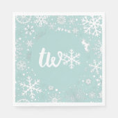 Serviette En Papier Dusty Blue Winter Second Bird Snowflake (Devant)