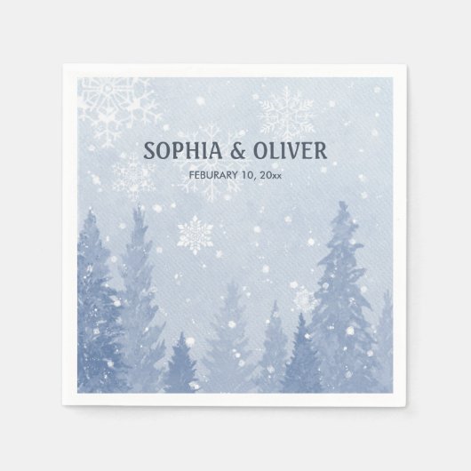 Serviette En Papier Dusty Blue Winter Wonderland (Devant)