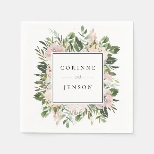 Serviette En Papier Dusty Floral Greenery Papier personnalisé serviett (Devant)