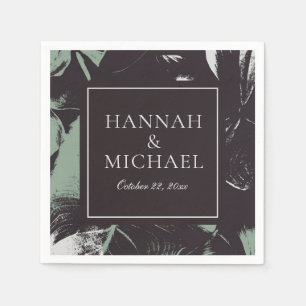 Serviette En Papier Dusty Green Abstrait Floral Mariage