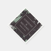 Serviette En Papier Dusty Green Abstrait Floral Mariage (Coin)