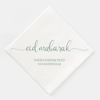 Serviette En Papier Dusty Green Eid Mubarak Calligraphie personnalisée