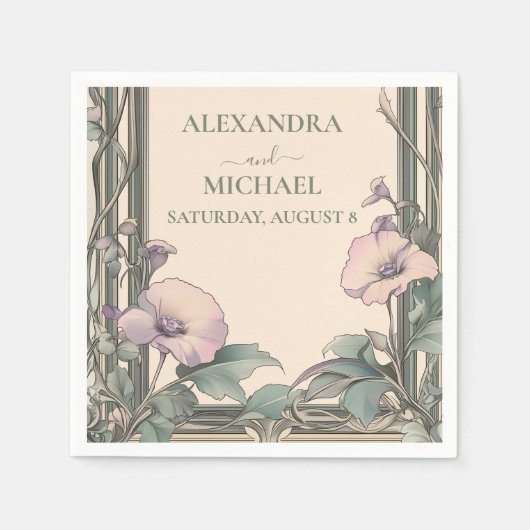 Serviette En Papier Dusty Lavender Frame mariage (Devant)