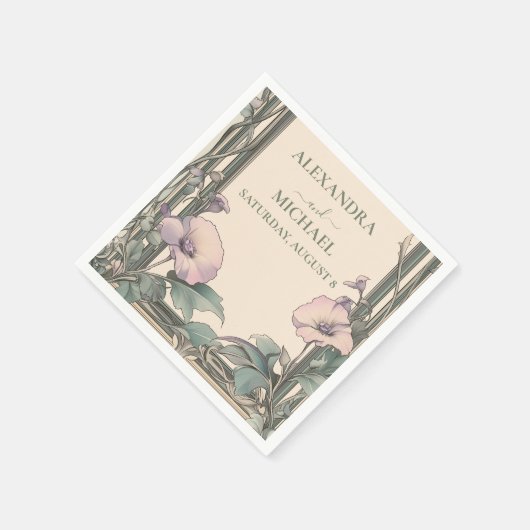 Serviette En Papier Dusty Lavender Frame mariage (Coin)