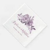 Serviette En Papier Dusty Mauve Floral Rose Mariage d'aquarelle (Coin)