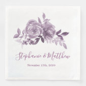 Serviette En Papier Dusty Mauve Floral Rose Mariage d'aquarelle (Devant)