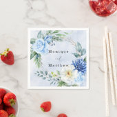 Serviette En Papier Dusty Navy Blue Floral Mariage (En situation)