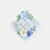 Serviette En Papier Dusty Navy Blue Floral Mariage (Coin)