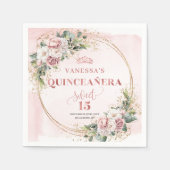 Serviette En Papier Dusty Pink Floral Eucalyptus Birthday Napkins (Devant)