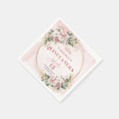 Serviette En Papier Dusty Pink Floral Eucalyptus Birthday Napkins (Coin)