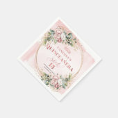 Serviette En Papier Dusty Pink Greenery Floral Sweet 15 Celebration (Coin)