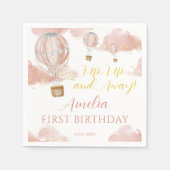 Serviette En Papier Dusty Pink Hot Air Balloon thème Anniversaire Fill (Devant)