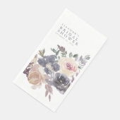 Serviette En Papier Dusty Purple Fleurs Aquarelle Mariage  (Coin)