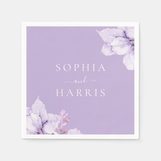 Serviette En Papier Dusty Purple Floral Mariage (Devant)