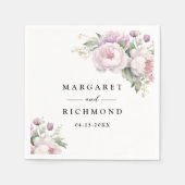 Serviette En Papier Dusty Purple Peony Élégant Mariage Floral (Devant)