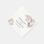 Serviette En Papier Dusty Purple Peony Élégant Mariage Floral (Coin)