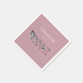 Serviette En Papier Dusty Rose 1er anniversaire avec papillons (Coin)