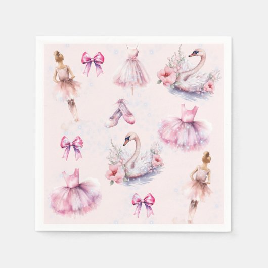 Serviette En Papier Dusty Rose Ballerina Anniversaire Avec Parties sci (Devant)