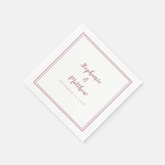 Serviette En Papier Dusty Rose & Blanc Simple moderne mariage Party (Coin)