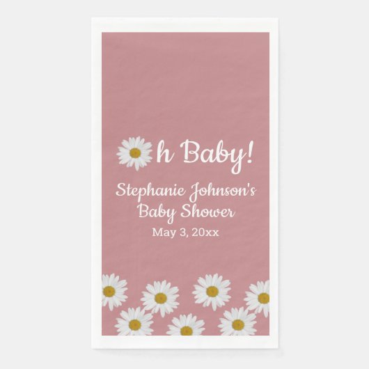 Serviette En Papier Dusty Rose Bohemian Daisies Oh Baby Baby shower (Devant)