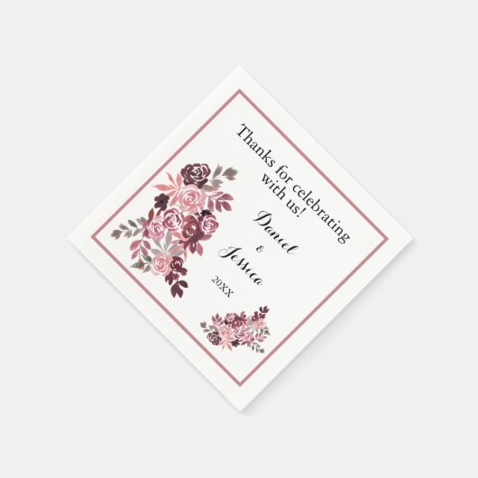 Serviette En Papier Dusty Rose Bourgogne Mariage Réception serviettes (Coin)