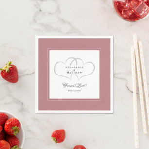 Serviette En Papier Dusty Rose Élégant Coeurs de mariage pour toujours