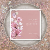 Serviette En Papier Dusty Rose Élégant Floral Mariage moderne