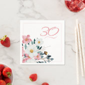 Serviette En Papier Dusty Rose Floral 30e anniversaire (En situation)