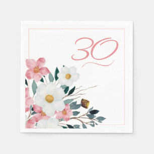 Serviette En Papier Dusty Rose Floral 30e anniversaire