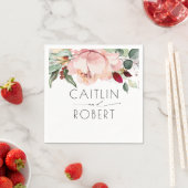 Serviette En Papier Dusty Rose Floral Automne Rustique (En situation)