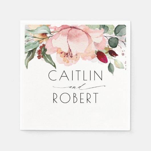 Serviette En Papier Dusty Rose Floral Automne Rustique (Devant)