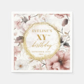 Serviette En Papier Dusty rose floral Boho 80 serviettes d'anniversair (Devant)