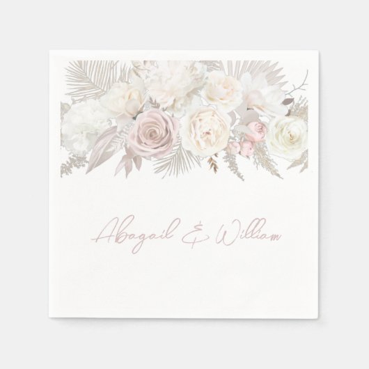 Serviette En Papier Dusty Rose & Ivory Floral Wedding Réception (Devant)