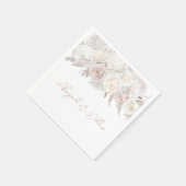 Serviette En Papier Dusty Rose & Ivory Floral Wedding Réception (Coin)