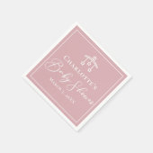 Serviette En Papier Dusty Rose rose blanc Baby shower personnalisé (Coin)