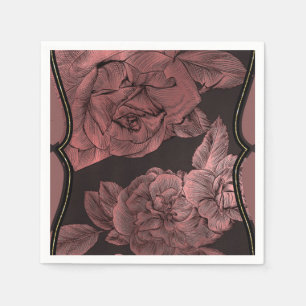 Serviette En Papier Dusty rose Vintage Rose or élégant Glam Mauve