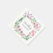 Serviette En Papier Dusty rose violet Fleur sauvage 80e fête d'anniver (Coin)